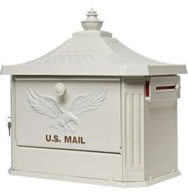 Resim Nacario Mailboxes Hamilton Cast Alüminyum Post-Mount Posta Kutusu, HM200WAM, Beyaz 