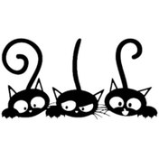 Resim Redline Grafik Üç Kedi Siyah Sticker 