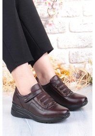 Resim Pepita Z010 Comfort Yumuşak Esnek Kauçuk Kaymaz Taban Hakiki Deri Kadın Ayakkabı Kahve 