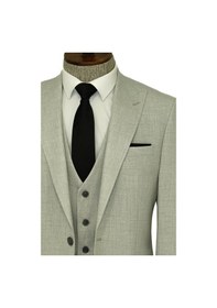 Resim Wessi Tek Düğmeli Slim Fit Gri Yelekli Erkek Takım Elbise Gri 