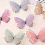 Resim 100 adet Mini Kumaş Kelebekler, DIY El İşleri, Giyim, Saç Aksesuarları, Fotoğrafçılık Rekvisitaları ve Ev Dekoru için Işıltılı Detaylı 3D Pastel Dekoratif Kelebek Aplikeleri, Kelebek Süslemeleri 