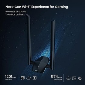 Resim Tenda U18a Wi-Fi 6 Adaptör USB 3.0, AX1800 Çift Bantlı Wireless Adaptör, 1201Mbps 5GHz, 574Mbps 2.4GHz, Tak ve Çalıştır, MU-MIMO Teknolojisi, WPA3, Windows 10 Desteği, Siyah 