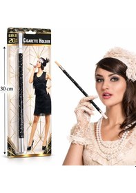Resim 30 Cm Siyah Payetli Sigara Tutacağı 1920 Ler Gatsby Csmtex - 25 Parti Aksesuarı 