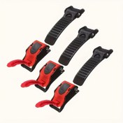Resim 3 Adet Motosiklet Kaskı Hızlı Açma Tokaları - Kırmızı Kilitleme Mekanizmalı Çok Amaçlı Güvenlik Kilitleri, Dayanıklı Plastik ve Metal Yapı ile Güvenli Bağlama için Kaske, Motosikletler, Bisiklet Ekipman Kayışları (Yetişkin Kullanımı), Görünür Kilitleme Özelliği 
