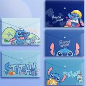 Resim 5 adet Disney Stitch Serisi A4 Dosya Klasörü - Retro Stil, Dayanıklı ABS Plastik, Şeffaf Karikatür Tasarımı Belge ve Kırtasiye Organizatör Çantaları Renkli Karakterlerle, Okul ve Ofis Dosya Organizasyonu için İdeal 