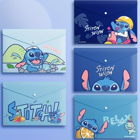 Resim 5 adet Disney Stitch Serisi A4 Dosya Klasörü - Retro Stil, Dayanıklı ABS Plastik, Şeffaf Karikatür Tasarımı Belge ve Kırtasiye Organizatör Çantaları Renkli Karakterlerle, Okul ve Ofis Dosya Organizasyonu için İdeal 