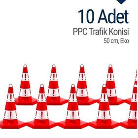 Resim 10 Adet Eko Trafik Konisi 50 Cm Trafik Dubası 