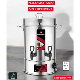 Resim Paslanmaz Çelik Elektrikli Termostatlı Semaver Çay Makinesi, 80 Bardak Kapasiteli 