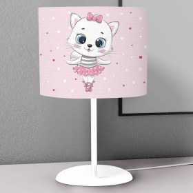 Resim instababyrooms Sevimli Balerin Kedi Desenli Çocuk Odası Dijital Baskılı Çocuk Odası Masaüstü Abajur Avize 