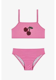 Resim Penti Açık Pembe Kız Çocuk Cherry Halter Bikini Takımı 