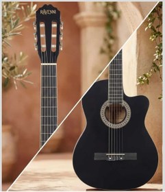 Resim PUANDORG Ravenni Rcg-120 Klasik Gitar (MAT SİYAH) 4/4 Tam Boy -kılıf - Pena - Kapo Hediyeli. 