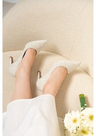 Resim Radius Sedef Beyaz İnci Detaylı Gelin Ayakkabısı Sedef Beyaz 