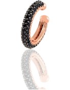 Resim Gümüş Rose Siyah Taşlı Kıkırdak Küpe 