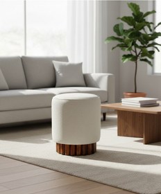 Resim Most Bohem Puf Beyaz Coco Kumaş Evinize Teslim Beyaz 