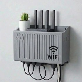 Resim Go İthalat Duvar Tipi Wi-Fi Modem Saklama Kutusu(Gri) - Kablo Düzenleyici Router Raf Organizer (5440) 