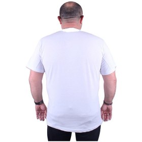 Resim Moc Grande Mocgrande Büyük Beden Erkek Sıfır Yaka Tişört Surf 23117 Beyaz-Beyaz Çok Renkli 