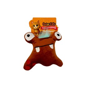 Resim PetzzCats Kurbi Matatabi ve Çıngırak Sesli Peluş Kedi Oyuncağı Kahverengi 13x12 Cm 