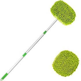 Resim Neevoyu Yeşil Oto Yıkama Mopu, 3'lü Uzatılabilir Aluminyum Saplı, Yumuşak Chenille Fırça, 180 Döner Baş, Ek Fırça Başlığı, Araç Ve Cam Temizliği 
