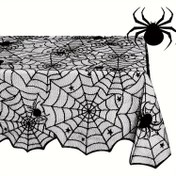 Resim Haloween, Noel, Siyah Dantel Örümcek Ağı Masa Örtüsü - Şömine, Mantarlık ve Parti Masası Dekoru için Örümceklilerle Haloween Örümcek Ağı Süsü, Şömine Dekorasyonu, Gotik Tatil Stili, Hafif Polyester Kumaş, Dayanıklı Masa Örtüsü, Mevsimlik Alışverişçiler İçin Ev Dekorasyonu 