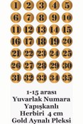 Resim GÜNEŞ LAZER Yuvarlak Masa Numarası Dolap Numarası 1-35 Arası Gold Aynalı Pleksi 