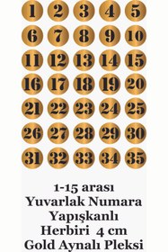 Resim GÜNEŞ LAZER Yuvarlak Masa Numarası Dolap Numarası 1-35 Arası Gold Aynalı Pleksi 