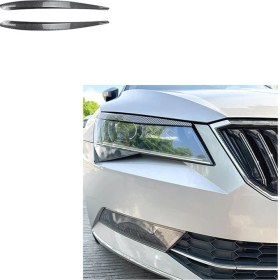Resim Superb B8 16-18 Için Karbon Fiber Desenli Kaş Far Kapağı (Yurt Dışından) 