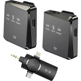Resim Type-c İphone İkili Kablosuz Yaka Mikrofonu 3in1 Pc Android İos 