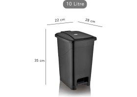 Resim Slim Pedallı Banyo Mutfak Çöp Kovası - 10 Litre - Siyah 