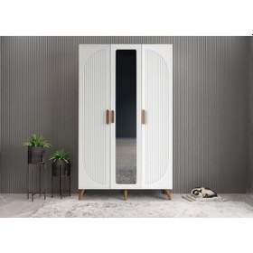 Resim Robe Membran 3 Kapaklı Portmanto Montaj Dahil Ceviz Beyaz 105 Cm 