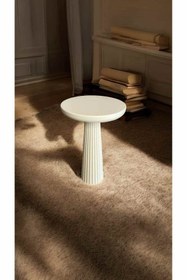 Resim Simillo Home&Living Modern Masif Ahşap Krem Yan Sehpa – Tekli Doğal Mantar Sehpa – Fiskos Zigon - Çiçeklik 