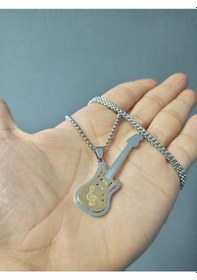 Resim Elektro Gitar İki Katmanlı Gümüş Gold Renk 316l Paslanmaz Çelik F 