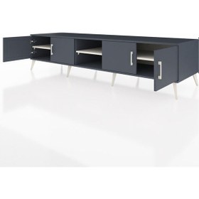 Resim Kronos Tv Ünitesi 3 Raflı 4 Kapaklı 220x59x51 Antrasit-antrasit/aytaşı Antrasıt/aytası - Antrasıt 