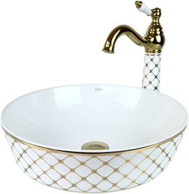 Resim Pure Concept Pure Geometrık Beyaz Gold Çanak Lavabo Tr-136 