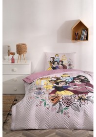 Resim Özdilek Princess Rose Tek Kişilik Disney Lisanslı Lastikli Fitted Çarşaf Kapitone Çocuk Nevresim Tak 