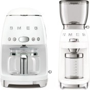 Resim Smeg Beyaz Filtre Kahve Makinesi ve Kahve Öğütme Makinası Seti 