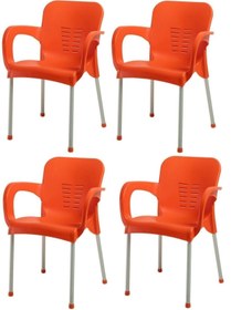 Resim Özel Yapım 4 Adet Metal Ayaklı Plastik Sandalye 