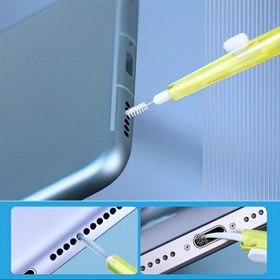 Resim 4 adet Cep Telefonu Geri Çekilebilir Temizleme Seti, Çok Fonksiyonlu Cep Telefonu ve Kulaklık Temizleme Kiti, Cep Telefonu Temizleme, Cep Telefonu ve Tablet Şarj Portları Onarımı ve Restorasyonu, Şarj Kablosu ve Bağlantılar, Kolay Saklama ve Taşıma Tasarımı 