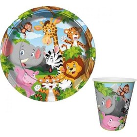 Resim Safari Temalı Karton Tabak Ve Bardak Seti 8+8 Adet Tüm Yaşlar 