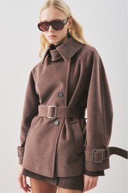 Resim Premium Oversized Wool Coat Brown - BROWN / M/L 