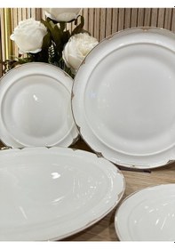 Resim Twenkle Gold 28 Parça Porselen Yemek Takımı Altın Detaylı Şık Sofra Seti Beyaz - Altın 