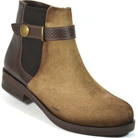 Resim Beety 1711 Hakiki Deri Nubuk Vizon Fermuarlı Klasik Kadın Bot Vizon 