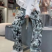 Resim Erkeklerin Rahat, Bol Kesim Pantolon - "ENDİŞE ETME" Baskısı ile - Hafif, Esnek Olmayan Kumaş, Çizme Cepli Bel, Hızlı Kuruma, Geniş Bacak, Tüm Mevsim Konfor, Casual Giysi|Casual Stil|Hızlı Kuruyan Kumaş 