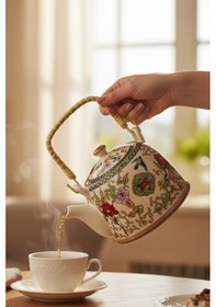 Resim Seramik Demlik, Bitki Çayı Demliği Süzgeçli 04 Çok Renkli 
