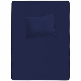 Resim %100 Pamuklu Bebek Lastikli Çarşaf 60x120+20 Bebek Yastık Kılıfı 35x45 Lacivert 
