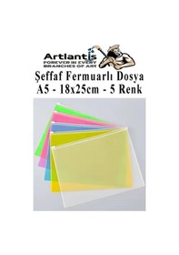 Resim A5 Şeffaf Fermuarlı Dosya 5 Renk 1 Paket Pvc Fermuarlı Evrak Dosyası 18x25cm Çıtçıtlı Belge Evrak Dosyası Ofis Büro Okul 5 Adet 