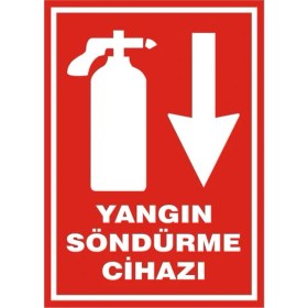 Resim İzmir Serigrafi Yangın Söndürme Cihazı Aşağı Ok 2.6 mm PVC Uyarı Levhası 25 x 35 cm 
