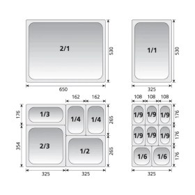 Resim Üret Çelik ÜRET Standart Gastronom Küvet GN 1/6 65 mm 0,1 lt 