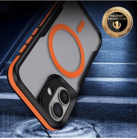 Resim İphone 16 Plus Uyumlu Magsafe Şarj Özellikli Renkli Kenar Airbag Şeritli Zore Lamer Kapak-turuncu Turuncu 