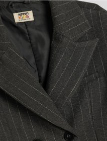 Resim Koton Kruvaze Yaka Uzun Kollu Düğme Detaylı Crop Blazer Ceket Gri Çizgili 5skg20023aw Gri Çizgili Gri 
