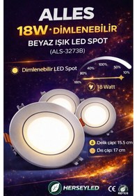 Resim 18w Dimlenebilir Led Spot Beyaz Beyaz 